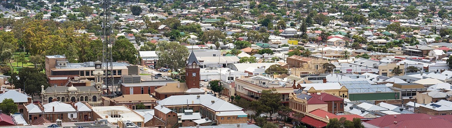 Panoramic view of Australian outback mining town