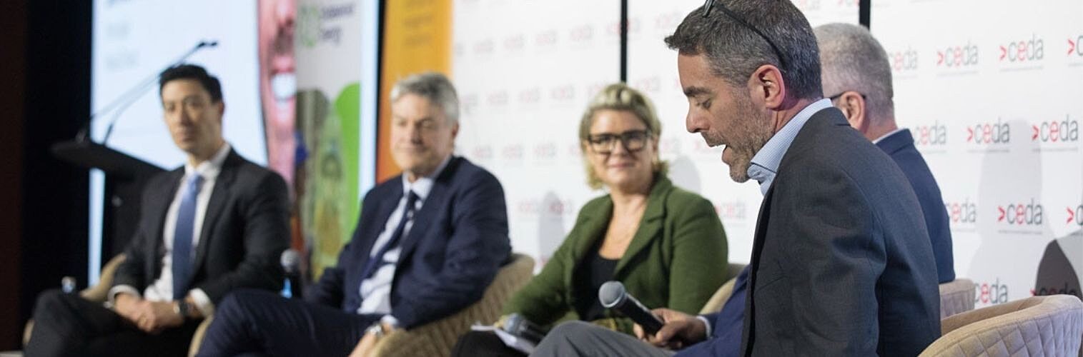 Nous Principal Simon Guttmann speaking at the CEDA NSW Energy Outlook event.