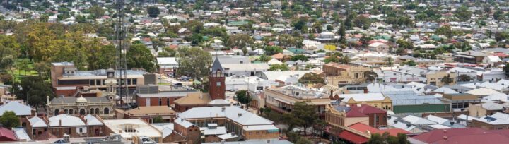 Panoramic view of Australian outback mining town