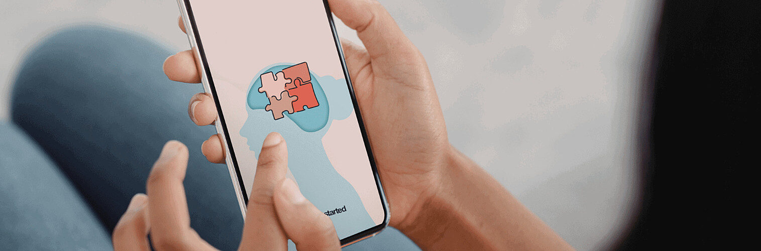 Close up of a hand interacting with a smartphone app