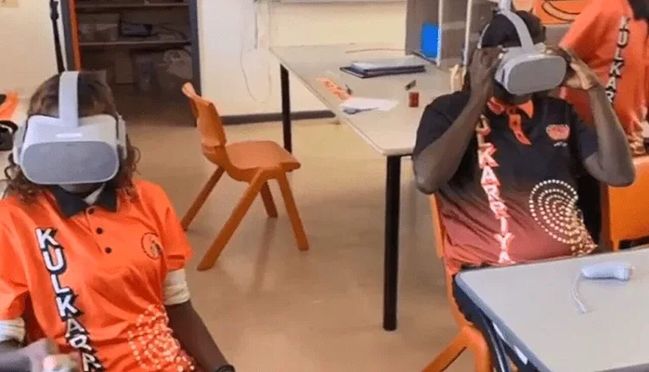 Young people engaging with our VR headset survey 1